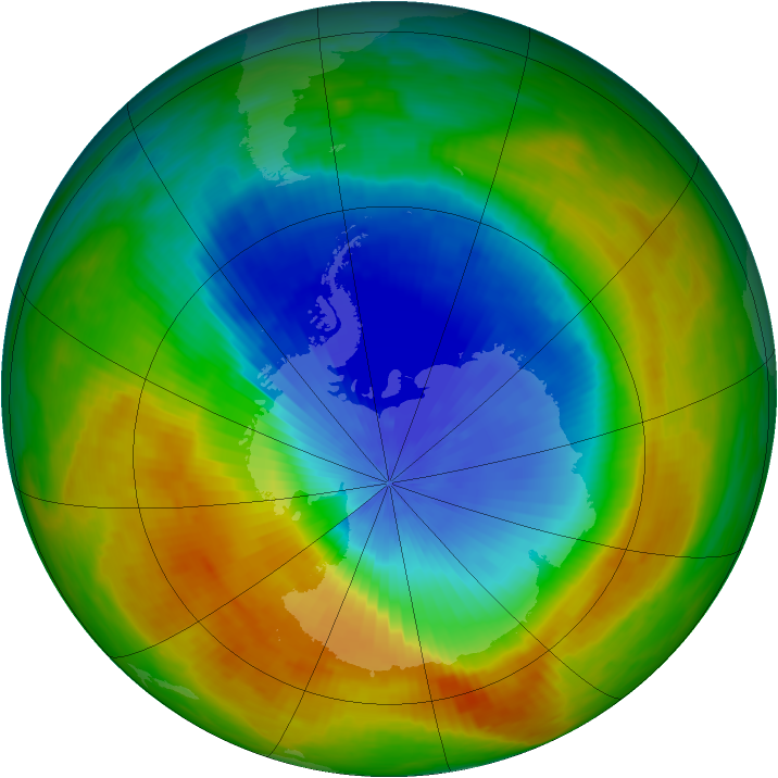 Antarctic ozone map for 29 October 1984